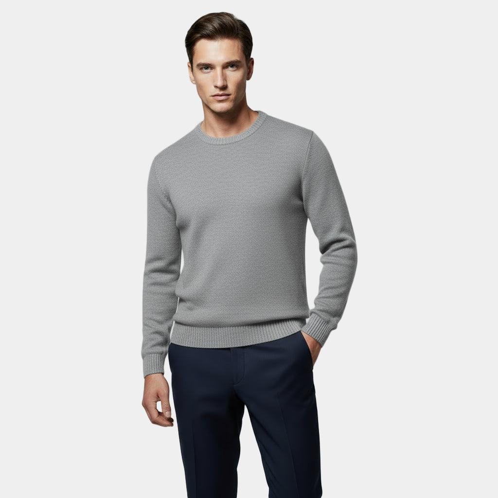 Lightweight Cotton Crew-Neck Sweater for Men - Fine-Knit Casual Jumper for Everyday Wear in Multiple Sizes