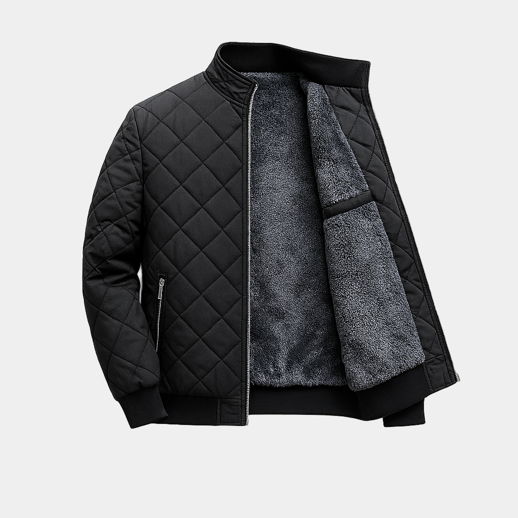 Men's Lightweight Insulated Bomber Jacket - Diamond Quilted Design for Casual Wear and Outdoor Activities