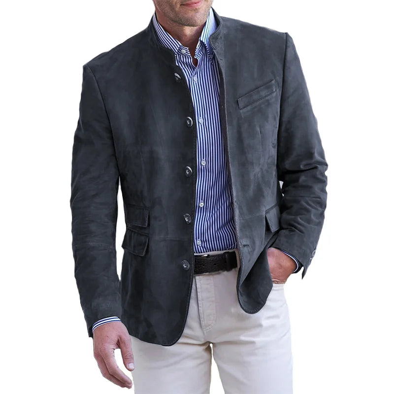 Men's Lightweight Mandarin Collar Blazer | Tailored Fit | Casual or Formal Wear | Ideal for Events and Office Attire
