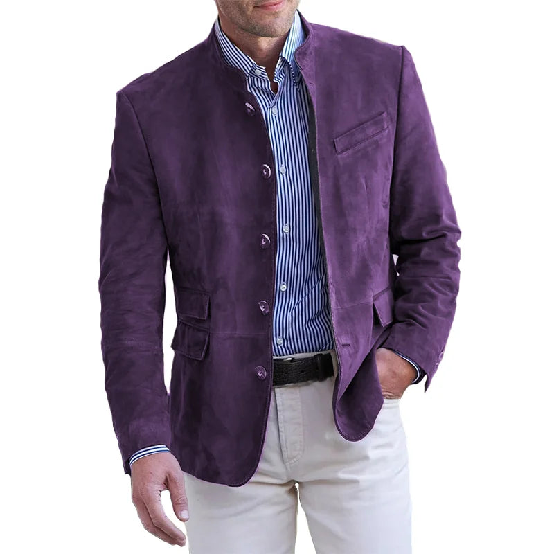Men's Lightweight Mandarin Collar Blazer | Tailored Fit | Casual or Formal Wear | Ideal for Events and Office Attire