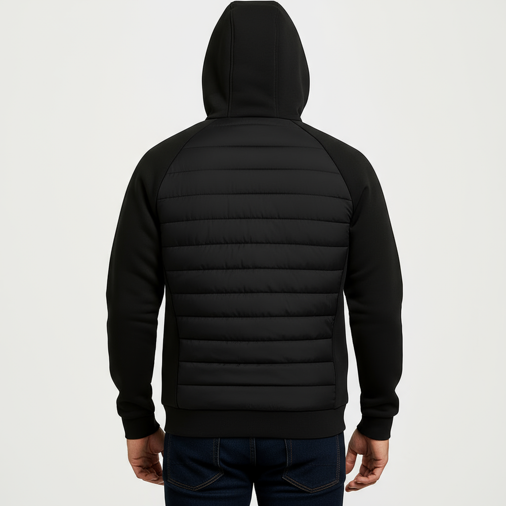 Men's Lightweight Quilted Hooded Bomber Jacket - Zip-Up Design for Casual and Outdoor Activities
