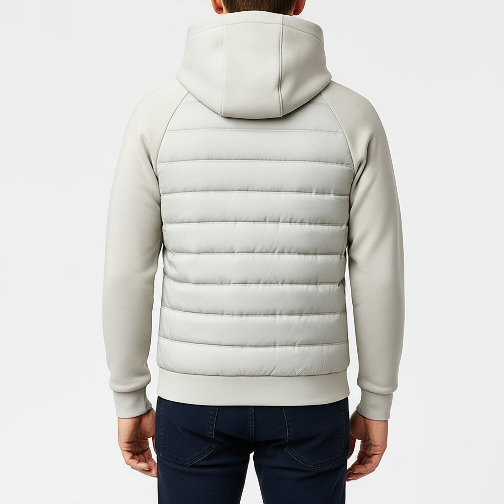 Men's Lightweight Quilted Hooded Bomber Jacket - Zip-Up Design for Casual and Outdoor Activities