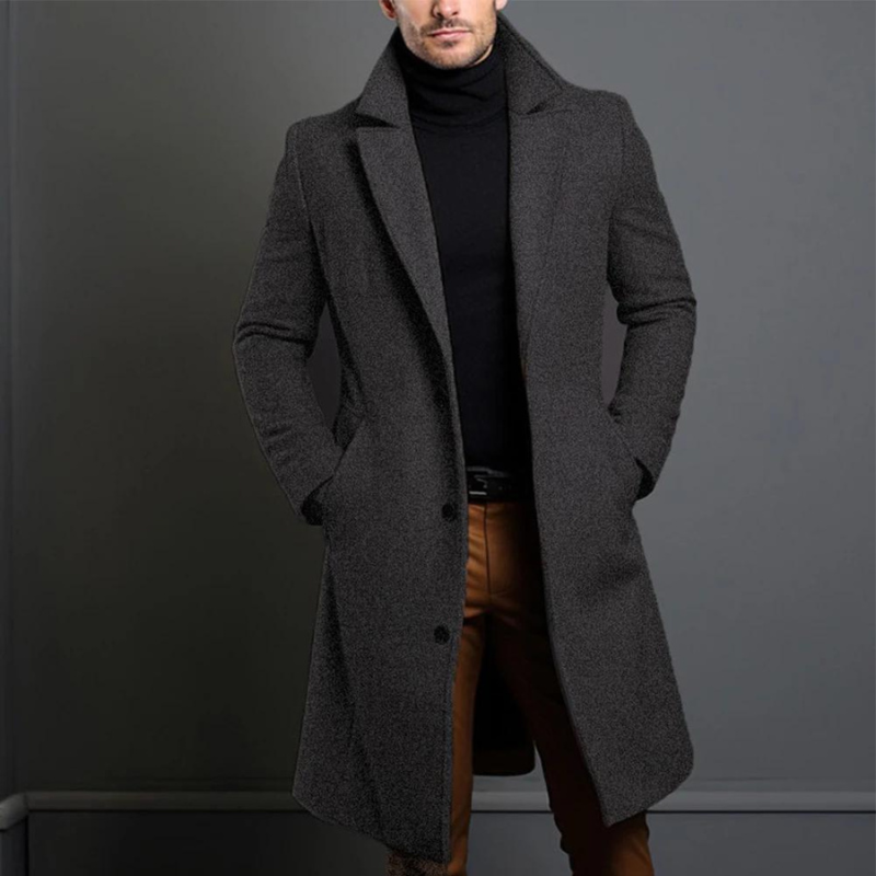 Men's Wool Long Coat | Slim Fit Stylish Outerwear | Formal and Casual Wear