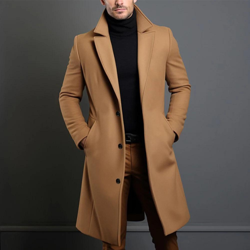 Men's Wool Long Coat | Slim Fit Stylish Outerwear | Formal and Casual Wear