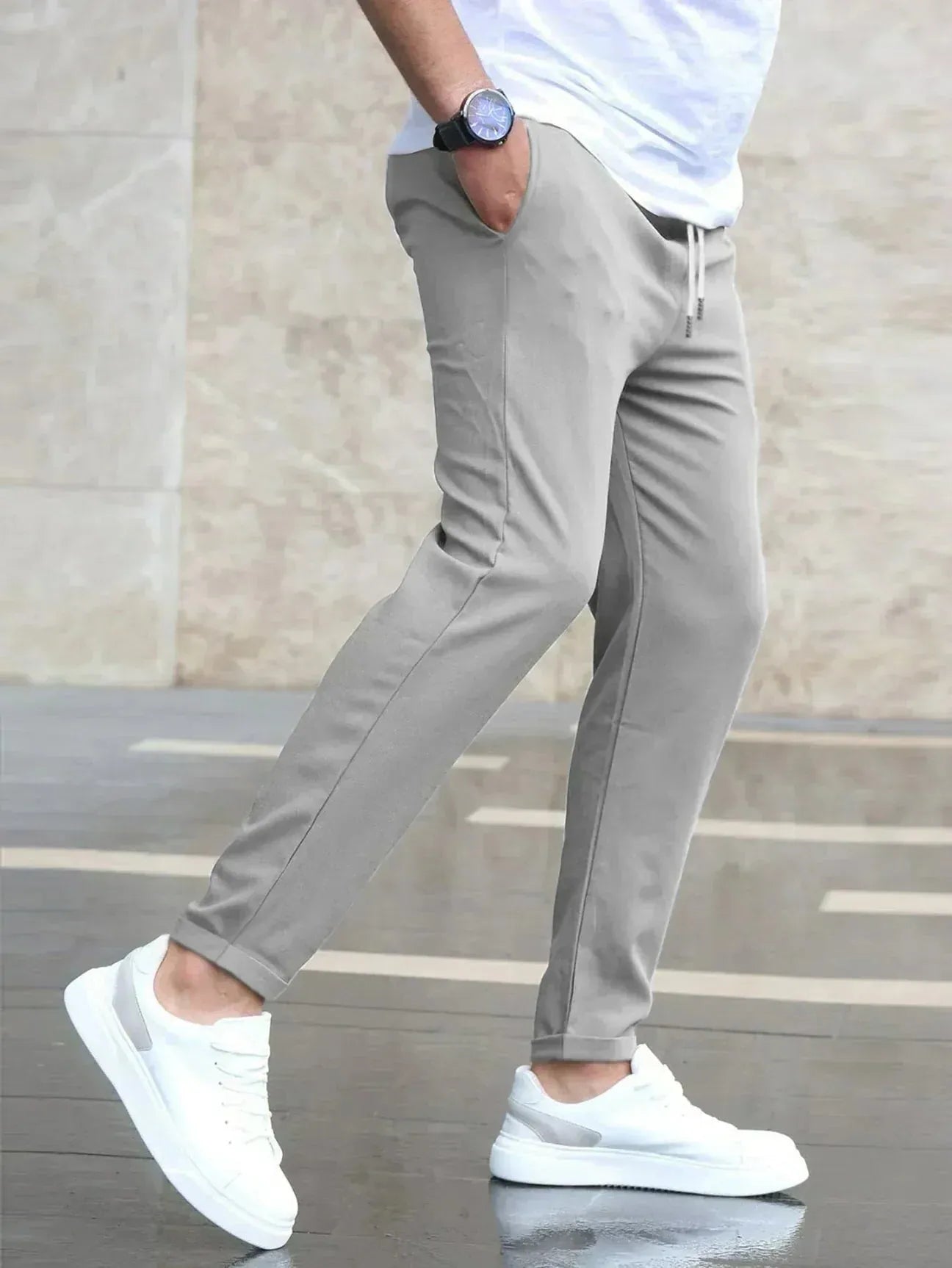 Men's Luxury Stretch Pants in Soft Fabric for Casual or Formal Wear