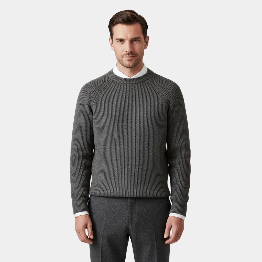 Men's Merino Wool Crew Neck Sweater - Raglan Sleeve Design for Casual Wear - Available in Multiple Sizes