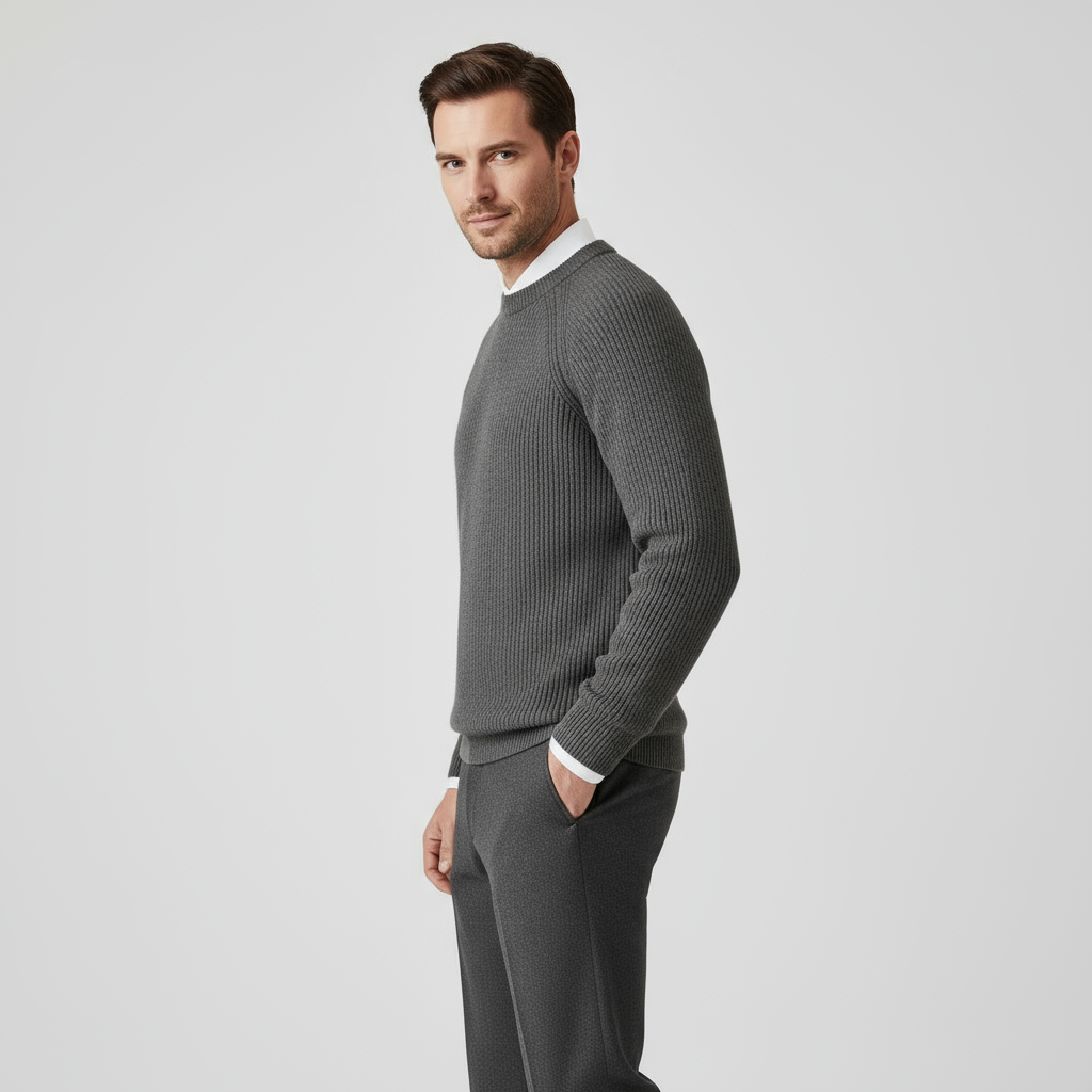 Men's Merino Wool Crew Neck Sweater - Raglan Sleeve Design for Casual Wear - Available in Multiple Sizes