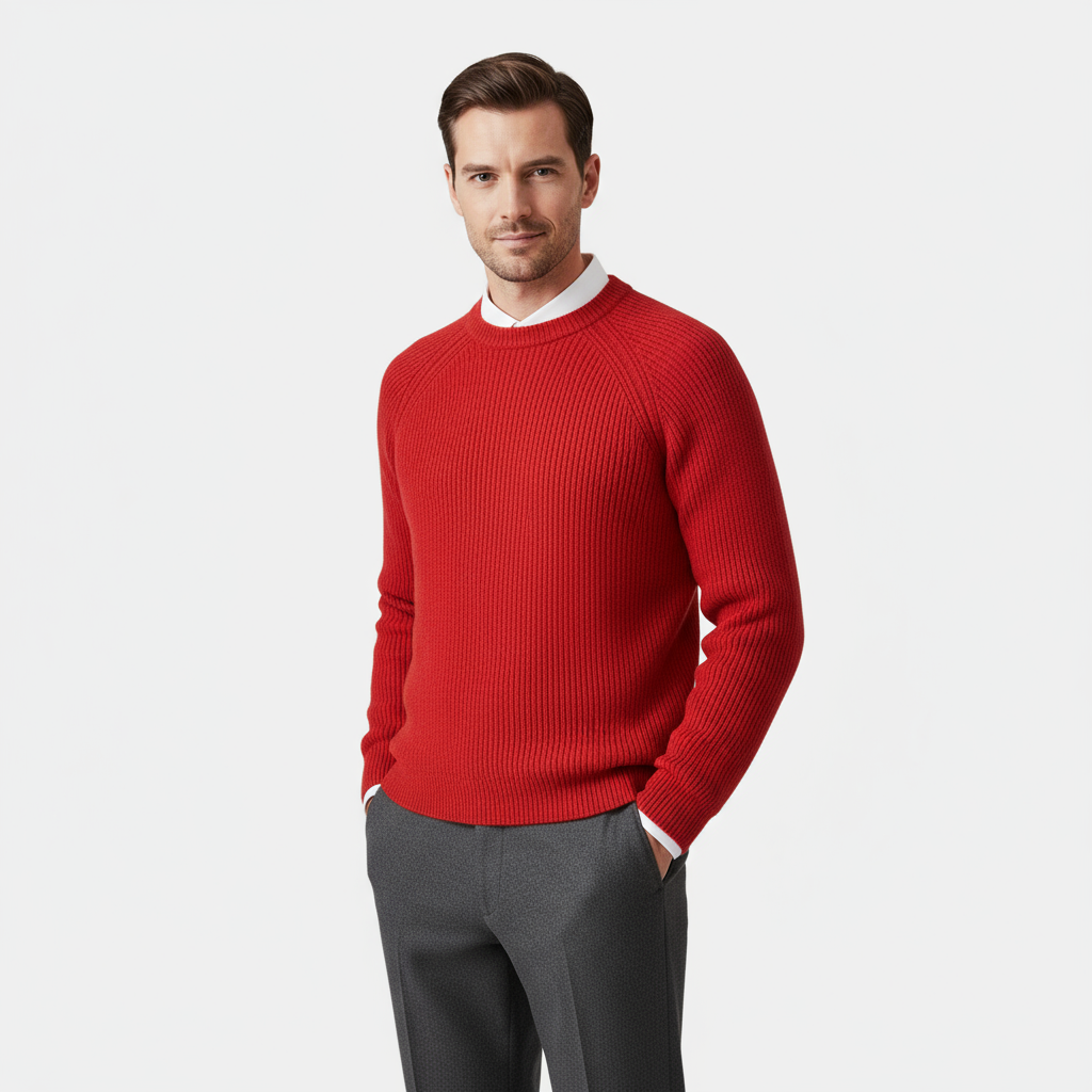 Men's Merino Wool Crew Neck Sweater - Raglan Sleeve Design for Casual Wear - Available in Multiple Sizes