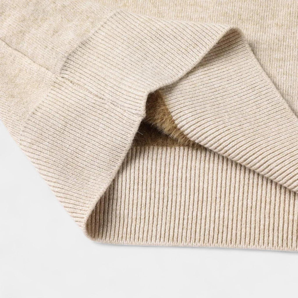 Men's Merino Wool Mock Neck Jumper with Ribbed Trims for Casual Everyday Comfort and Style