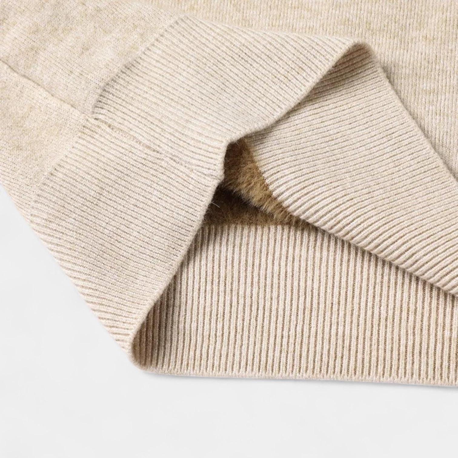 Men's Merino Wool Mock Neck Jumper with Ribbed Trims for Casual Everyday Comfort and Style