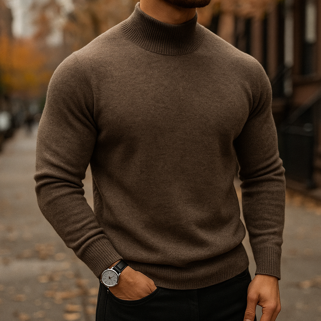 Men's Merino Wool Turtleneck Sweater for Casual or Formal Wear