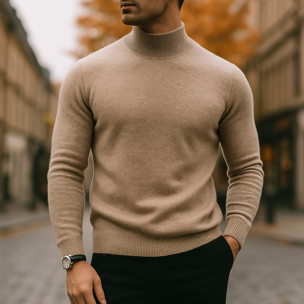 Men's Merino Wool Turtleneck Sweater for Casual or Formal Wear
