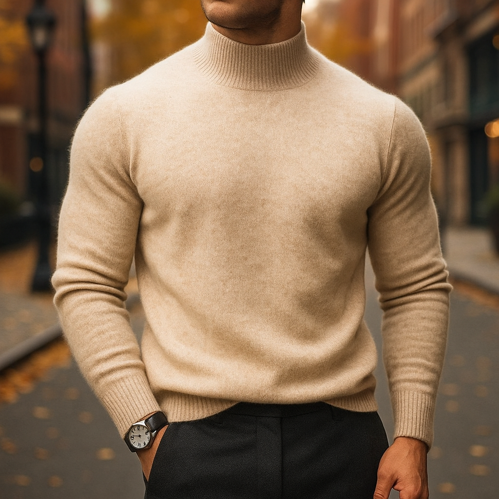 Men's Merino Wool Turtleneck Sweater for Casual or Formal Wear