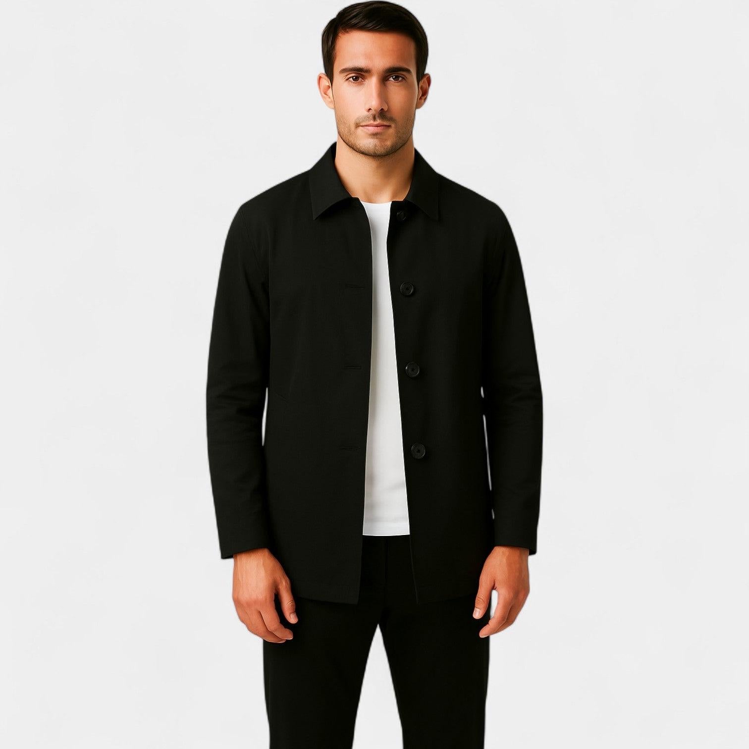 Men's Mid-Length Trench Coat | Water-Resistant Fabric | Classic Style | Outerwear