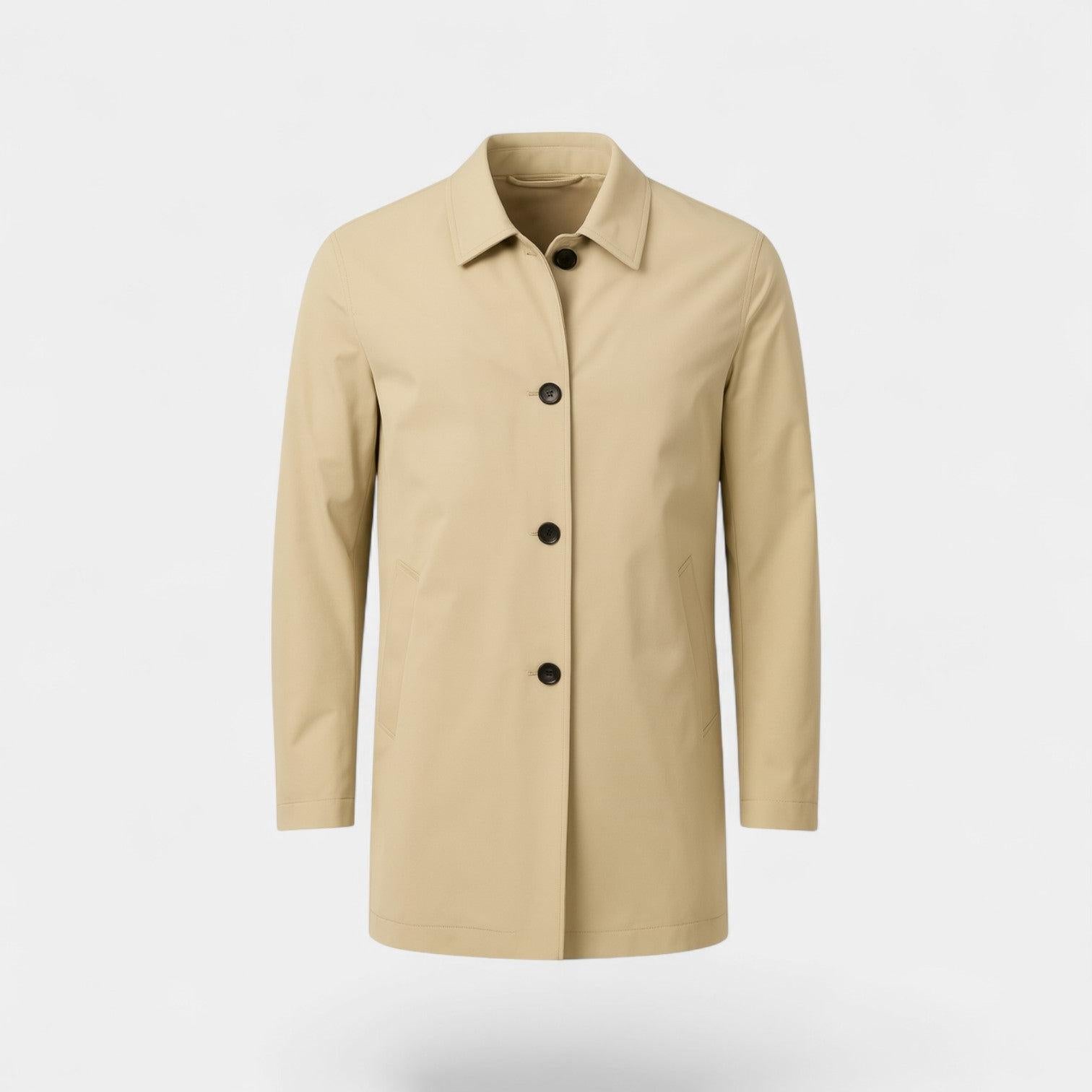 Men's Mid-Length Trench Coat | Water-Resistant Fabric | Classic Style | Outerwear