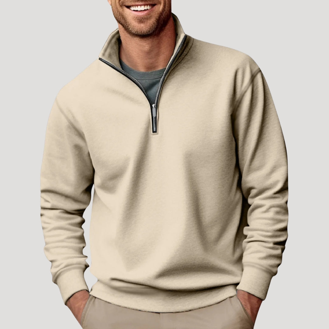 Men's Quarter Zip Sweatshirt | Soft Cotton Blend | Lightweight Casual Wear | Comfortable Everyday Style