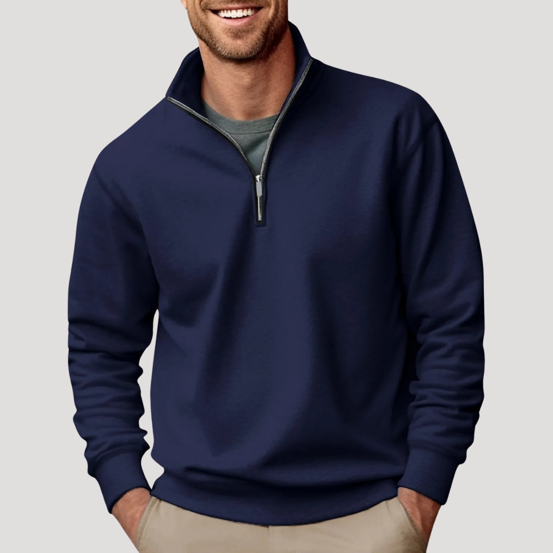Men's Quarter Zip Sweatshirt | Soft Cotton Blend | Lightweight Casual Wear | Comfortable Everyday Style