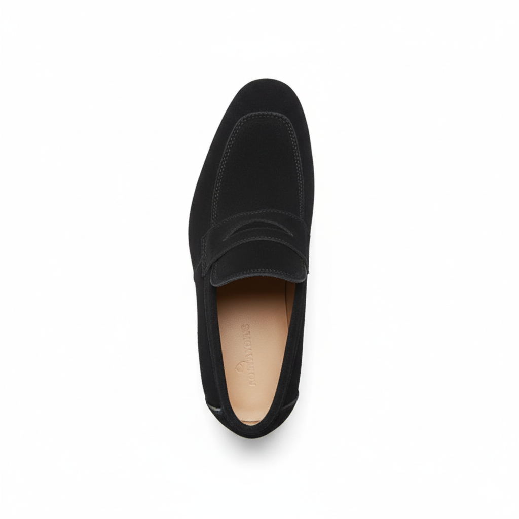 Men's Black Suede Penny Loafers - Classic Casual Footwear for Everyday Use