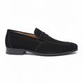 Men's Black Suede Penny Loafers - Classic Casual Footwear for Everyday Use