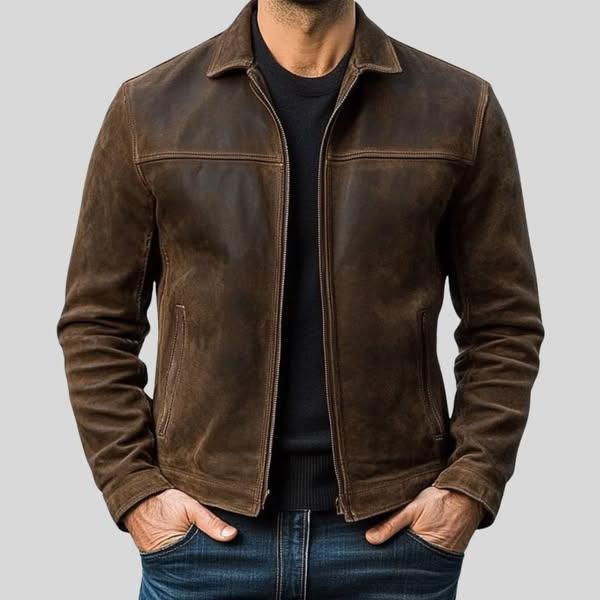 Men's Premium Leather Zip Jacket | Casual Style | Durable Outerwear