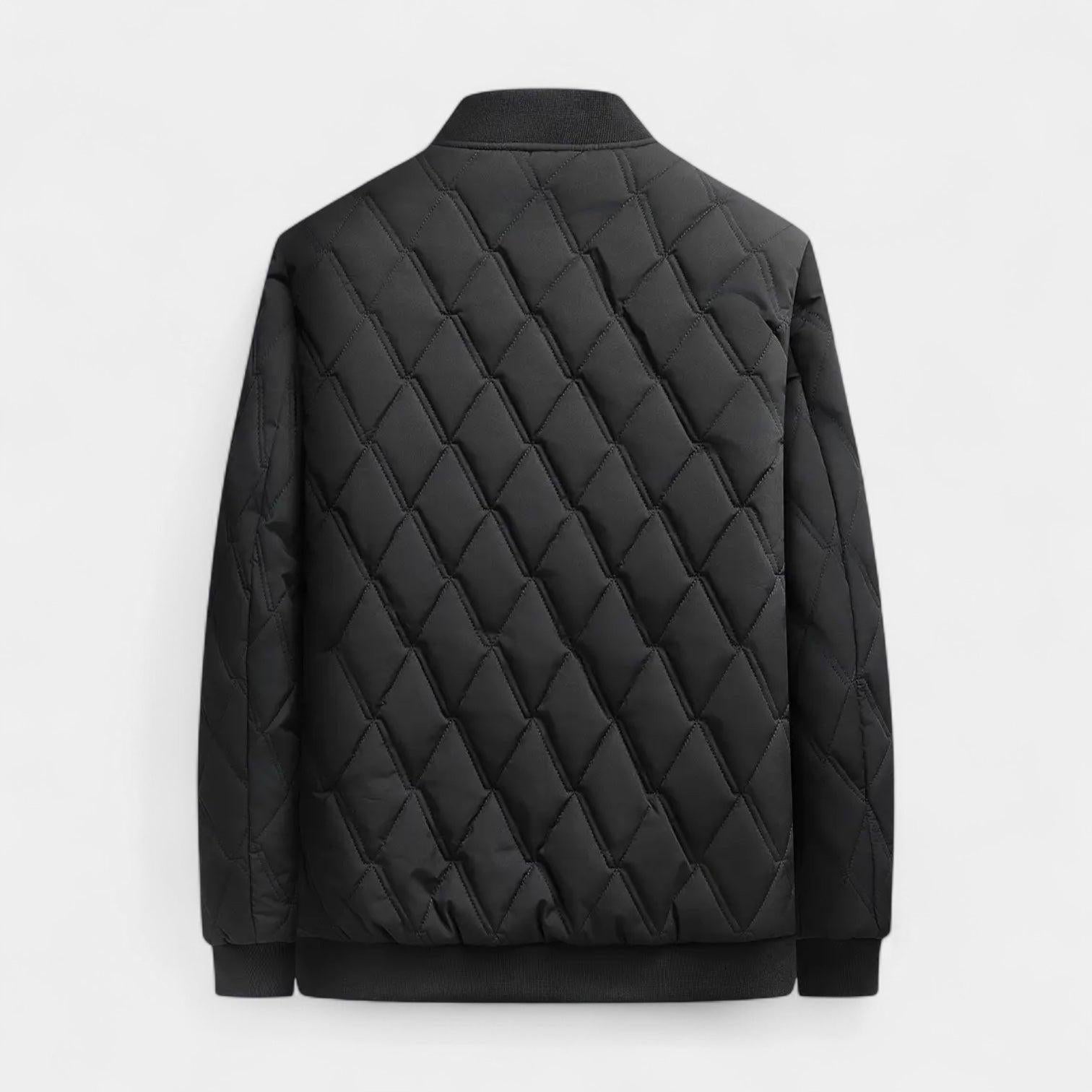 Men's Quilted Fleece-Lined Bomber Jacket - Warm Winter Outerwear for Cold Weather