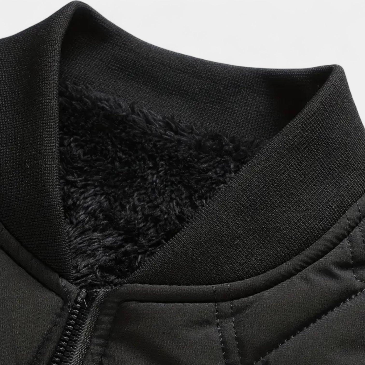 Men's Quilted Fleece-Lined Bomber Jacket - Warm Winter Outerwear for Cold Weather