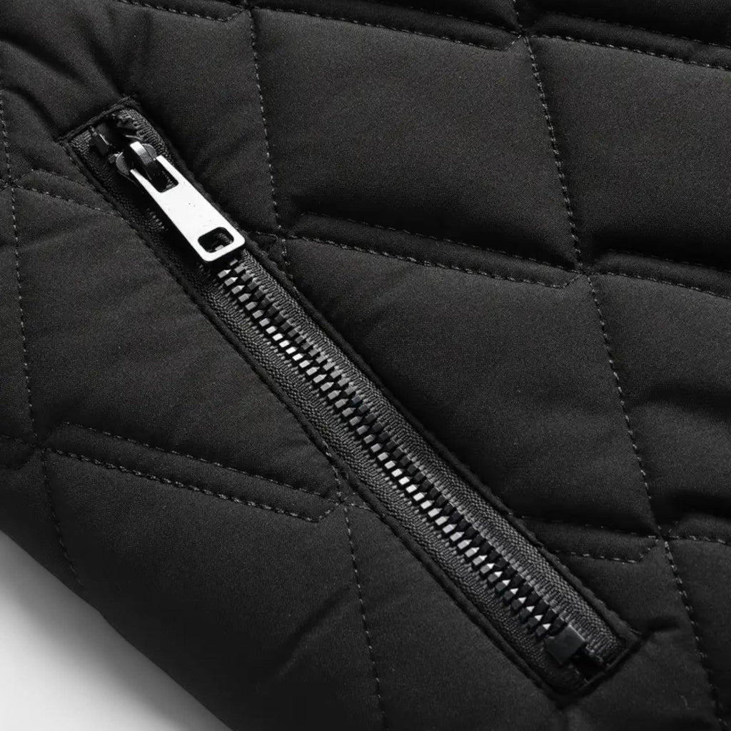 Men's Quilted Fleece-Lined Bomber Jacket - Warm Winter Outerwear for Cold Weather