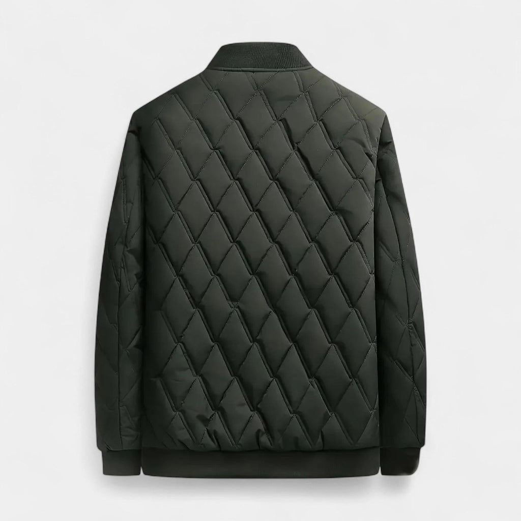 Men's Quilted Fleece-Lined Bomber Jacket - Warm Winter Outerwear for Cold Weather