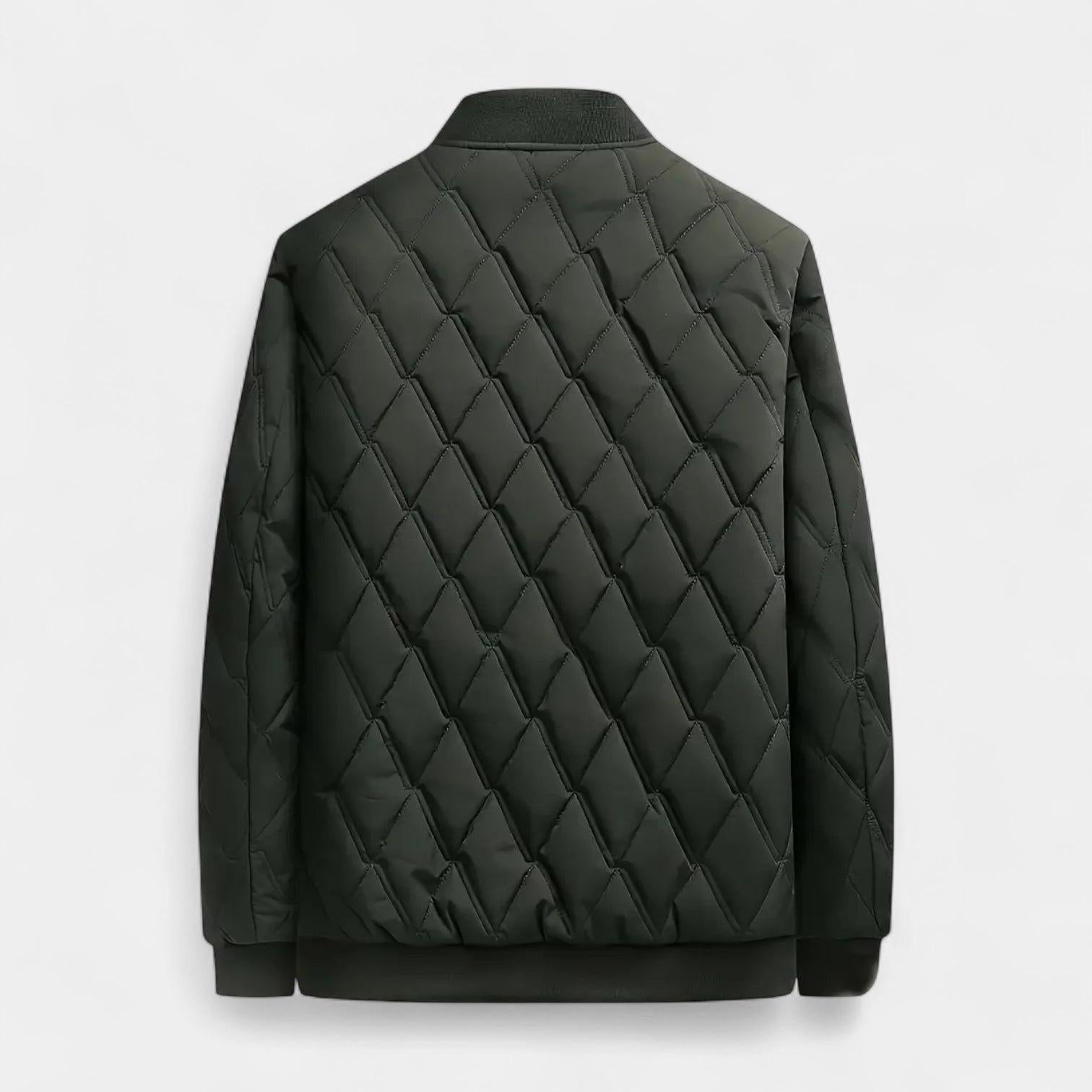 Men's Quilted Fleece-Lined Bomber Jacket - Warm Winter Outerwear for Cold Weather