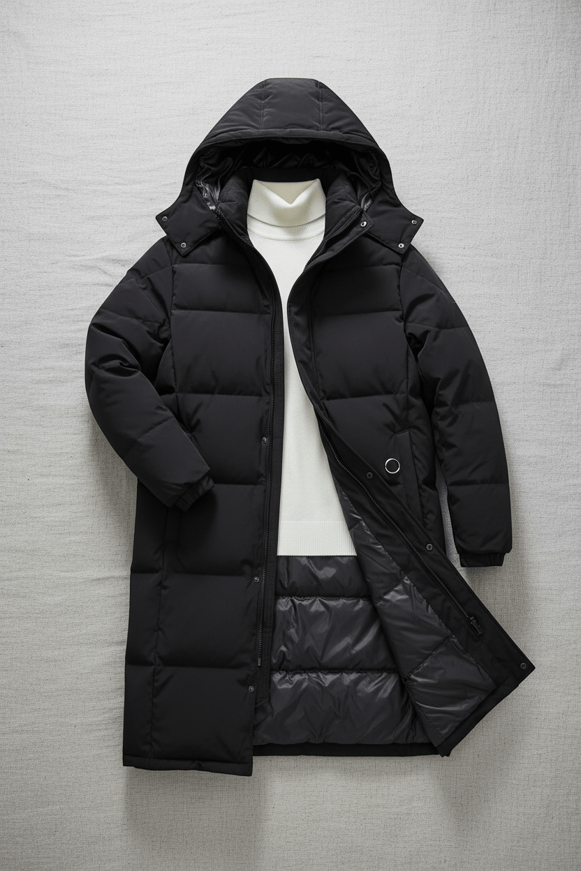 Men's Quilted Hooded Puffer Coat - Insulated Warmth - Relaxed Fit - Casual Cold Weather Outerwear
