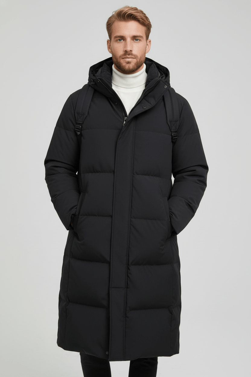 Men's Quilted Hooded Puffer Coat - Insulated Warmth - Relaxed Fit - Casual Cold Weather Outerwear