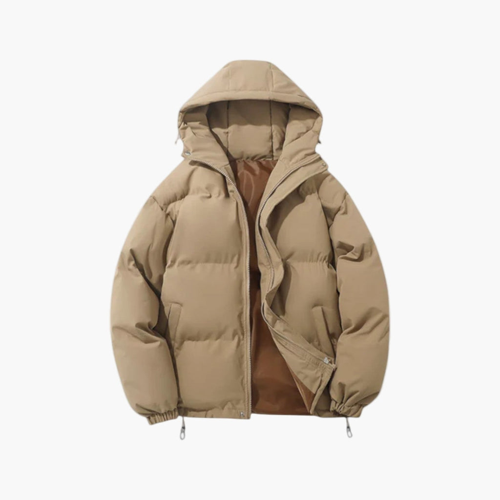 Men's Lightweight Quilted Hooded Puffer Jacket - Insulated Casual Outerwear for Cold Weather