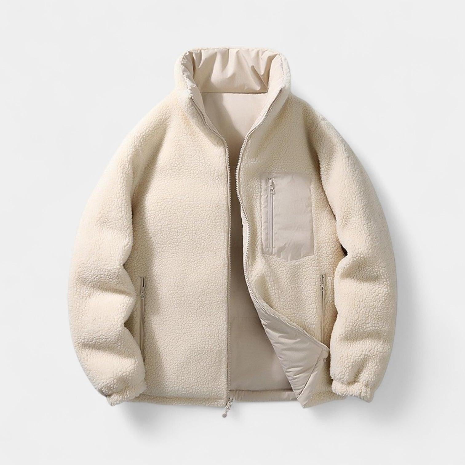 Men's Reversible Puffer Jacket - Sherpa Fleece & Padded Design for Cold Weather Outdoor Wear