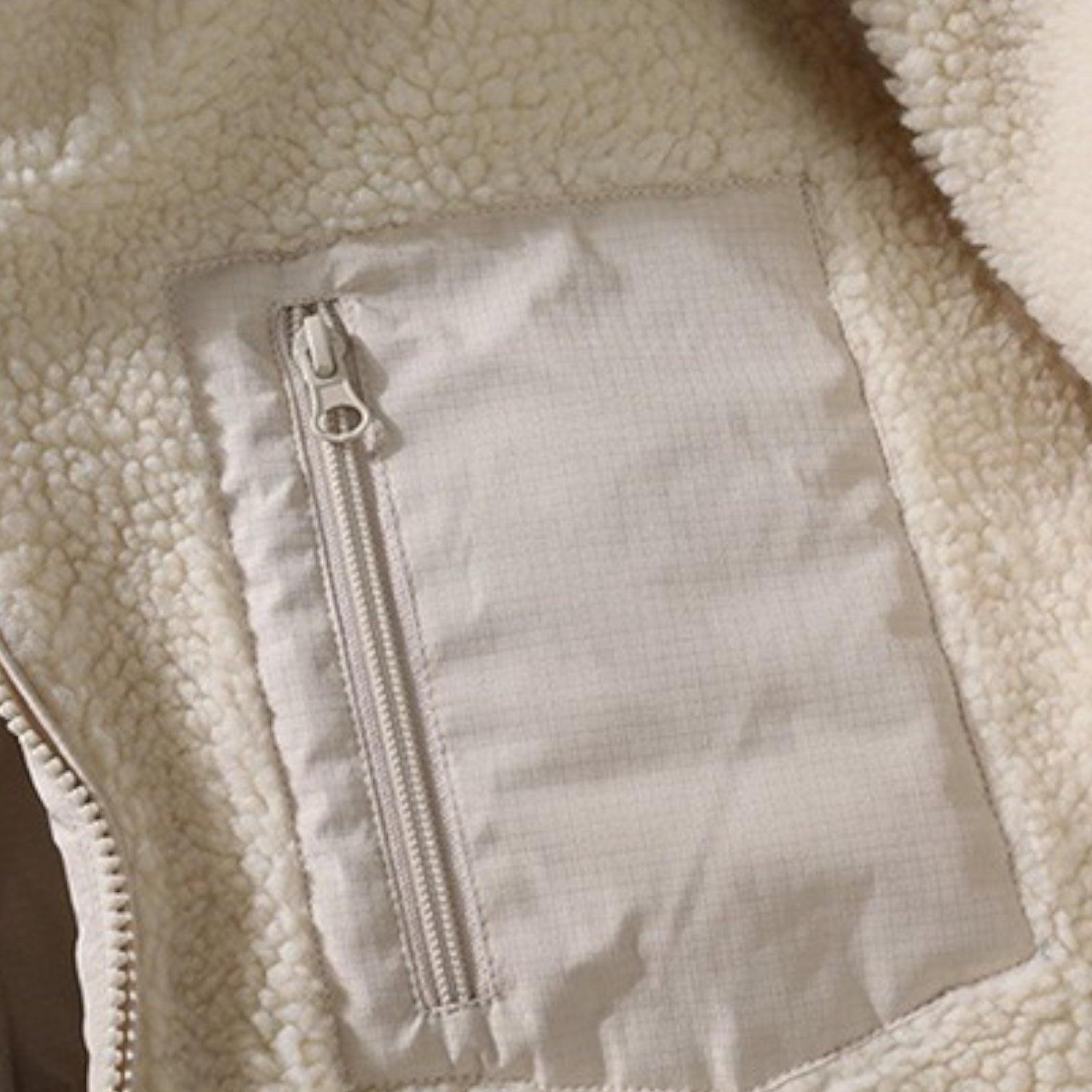 Men's Reversible Puffer Jacket - Sherpa Fleece & Padded Design for Cold Weather Outdoor Wear