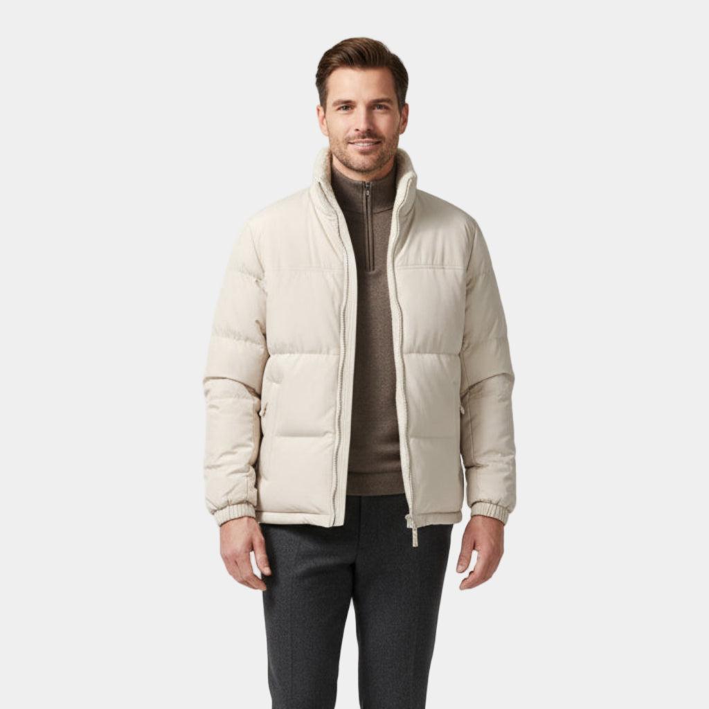 Men's Reversible Puffer Jacket - Sherpa Fleece & Padded Design for Cold Weather Outdoor Wear