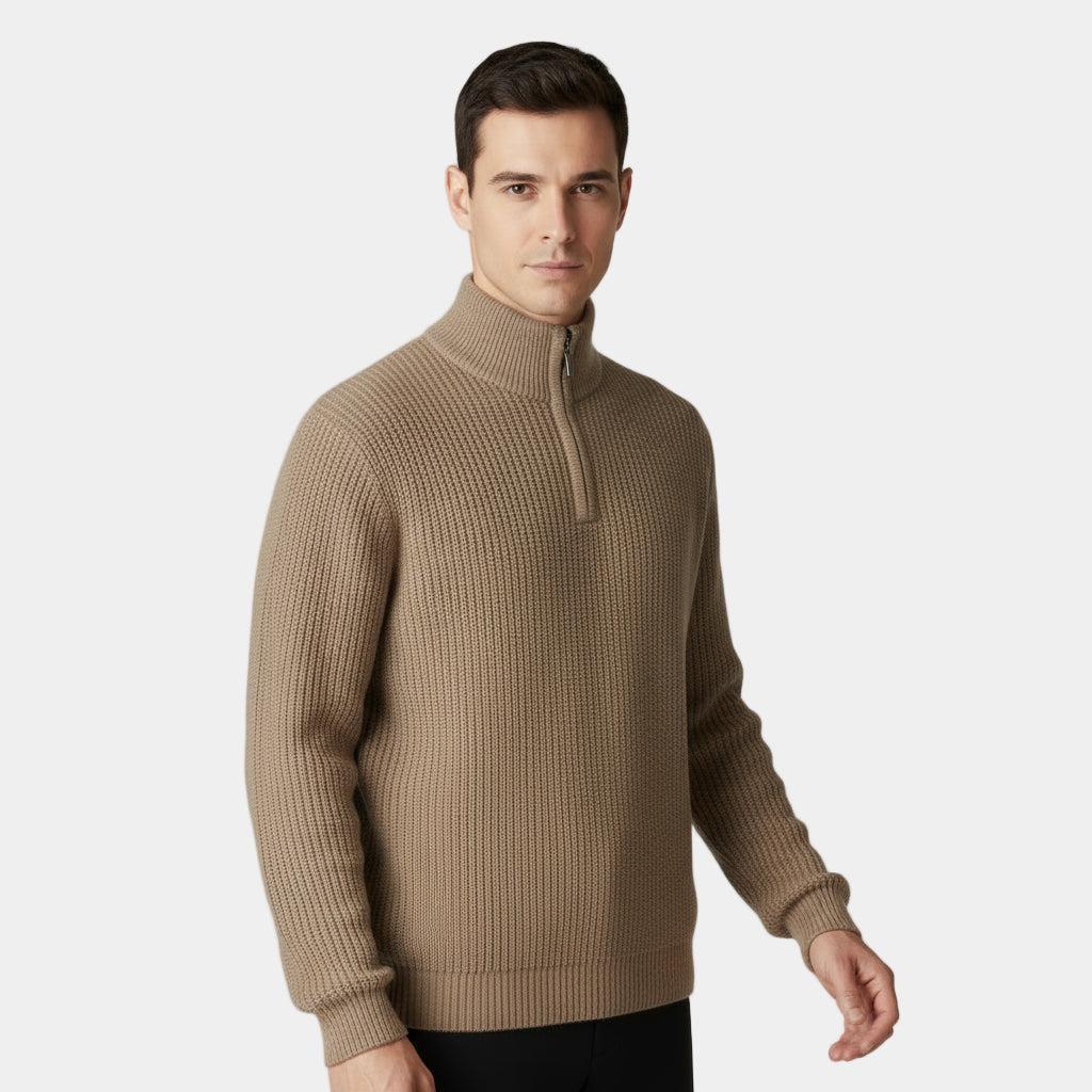 Men's Ribbed Half-Zip Sweater | Cozy Cotton Blend | Casual Fall & Winter Fashion | Comfortable Layering Option