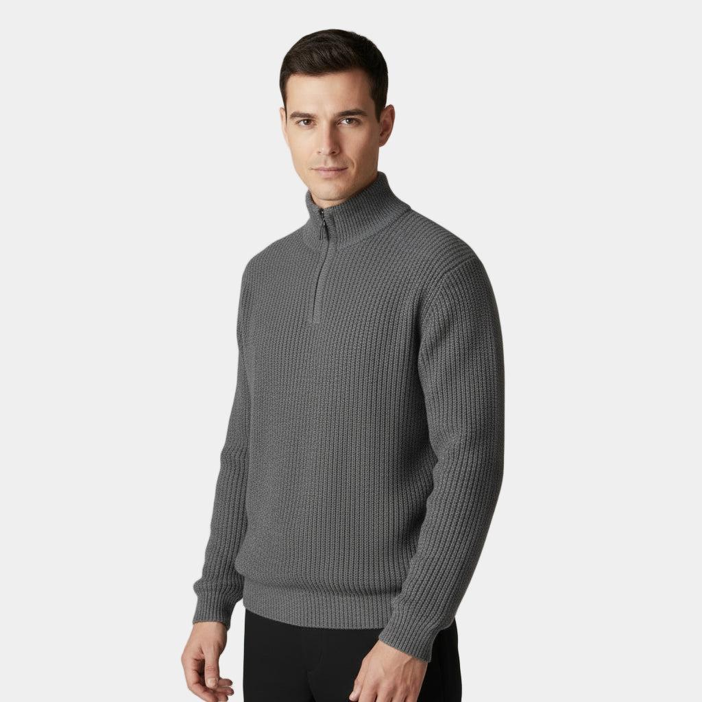 Men's Ribbed Half-Zip Sweater | Cozy Cotton Blend | Casual Fall & Winter Fashion | Comfortable Layering Option