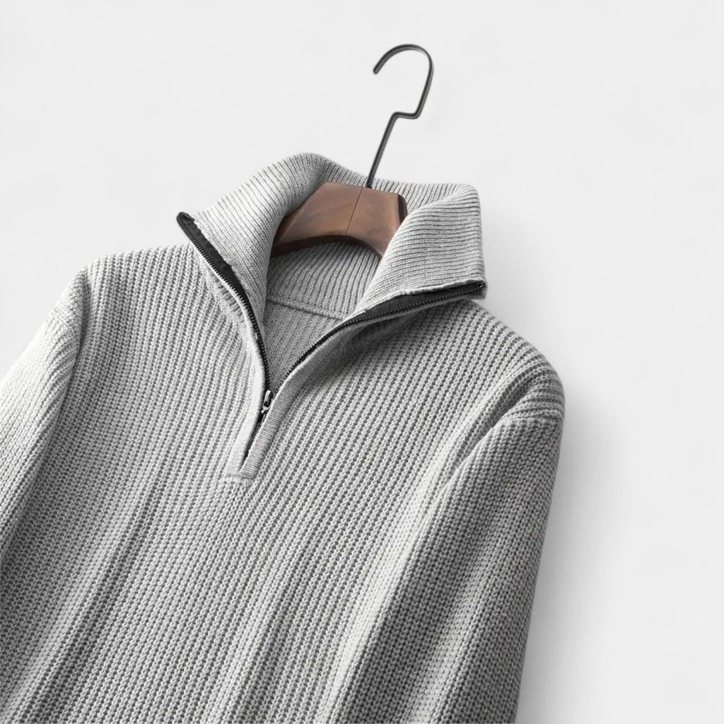 Men's Ribbed Half-Zip Sweater | Cozy Cotton Blend | Casual Fall & Winter Fashion | Comfortable Layering Option