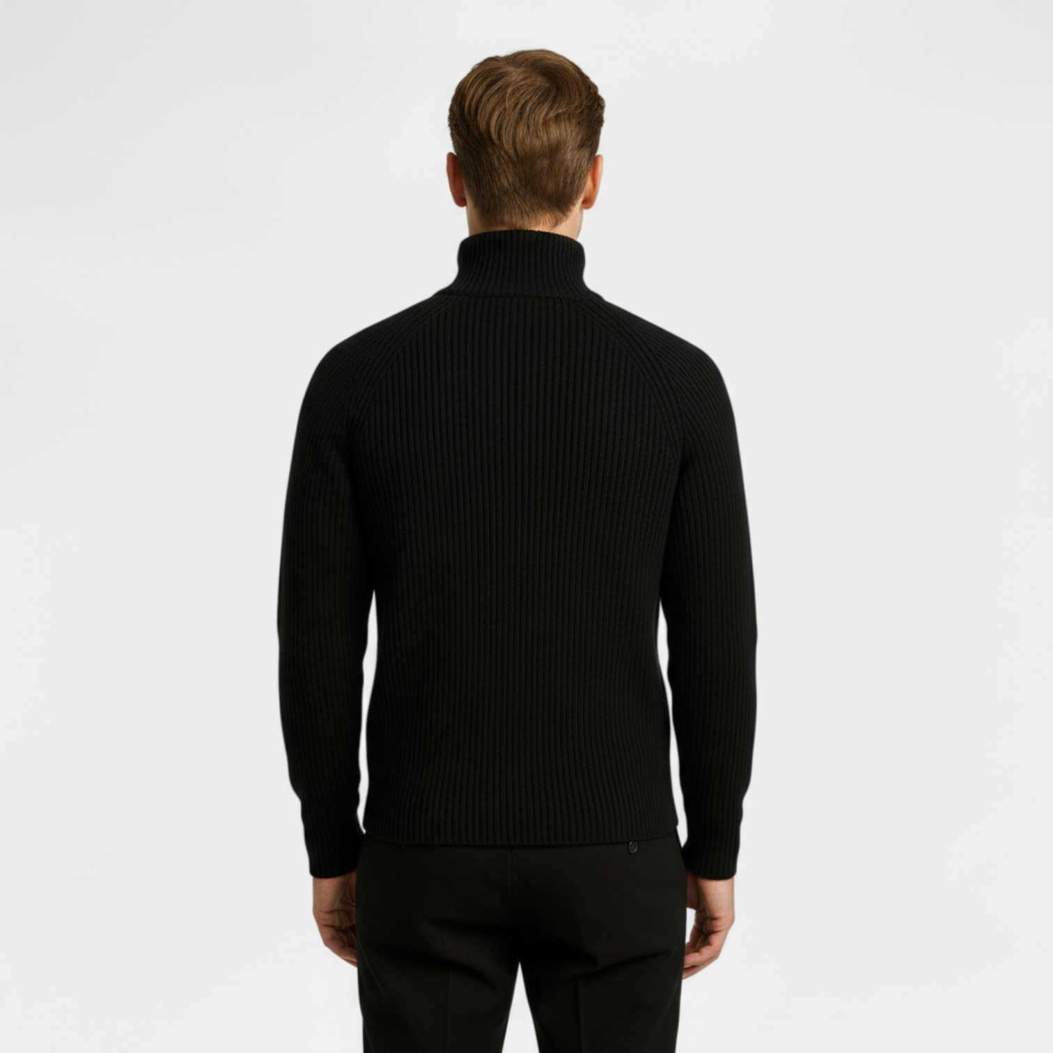 Men's Ribbed Half-Zip Sweater - Cozy Knit Pullover for Casual Layering and Everyday Wear