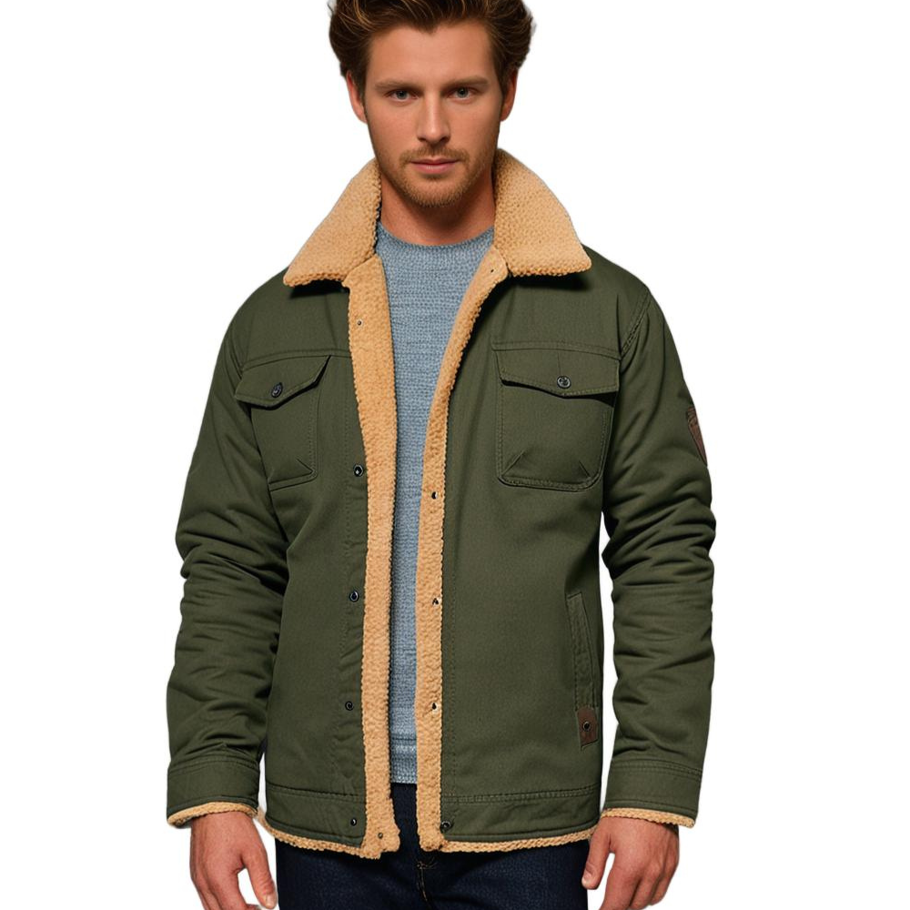 Men's Sherpa-Lined Winter Jacket | Warm Cozy Outerwear for Cold Weather | Insulated Casual Style