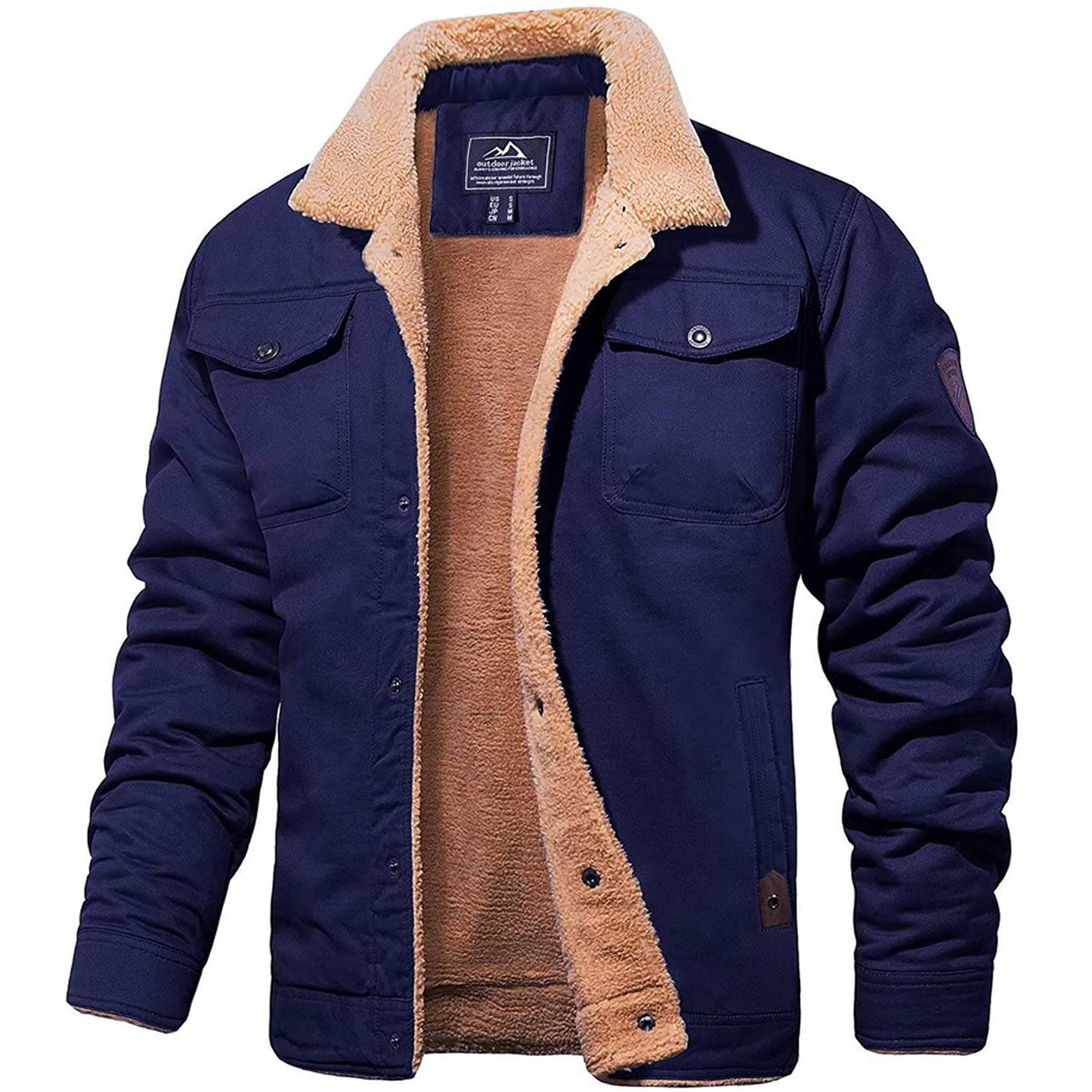 Men's Sherpa-Lined Winter Jacket | Warm Cozy Outerwear for Cold Weather | Insulated Casual Style