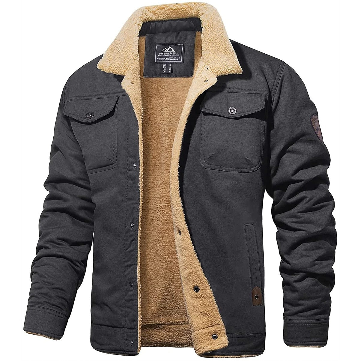 Men's Sherpa-Lined Winter Jacket | Warm Cozy Outerwear for Cold Weather | Insulated Casual Style