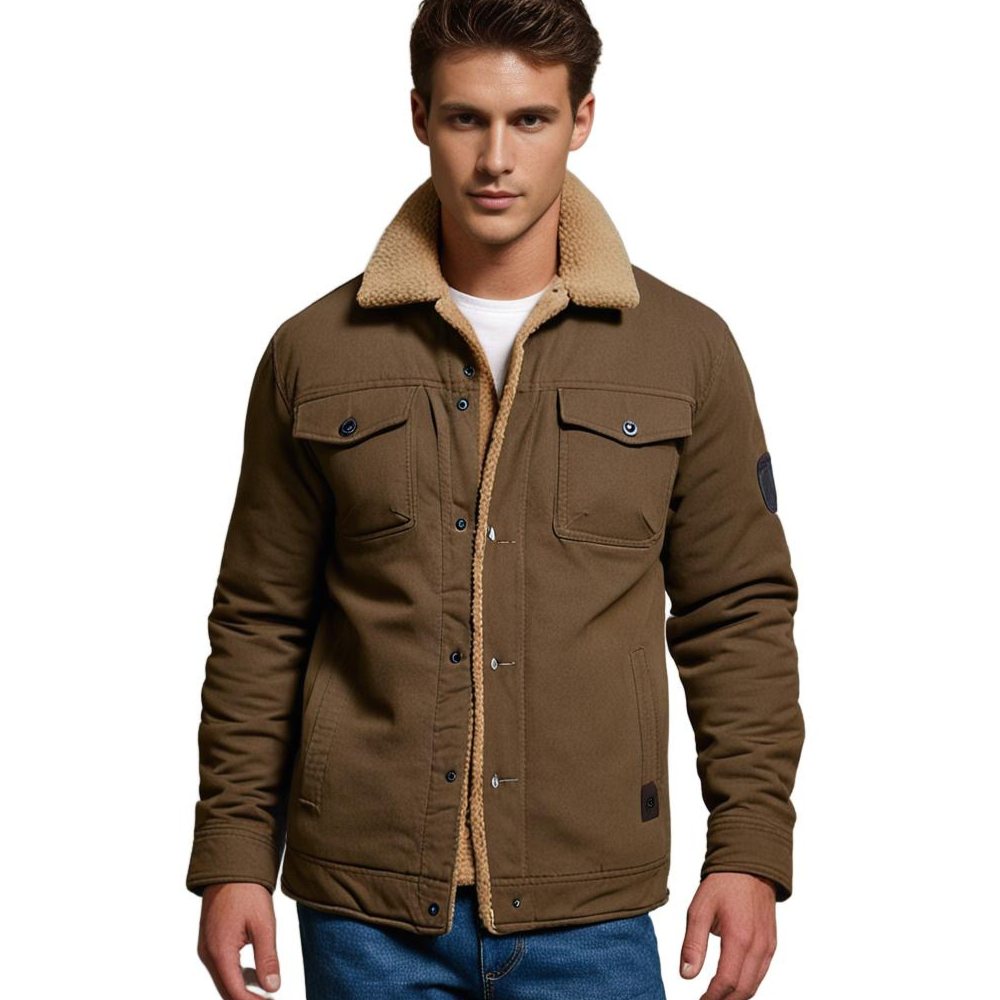 Men's Sherpa-Lined Winter Jacket | Warm Cozy Outerwear for Cold Weather | Insulated Casual Style