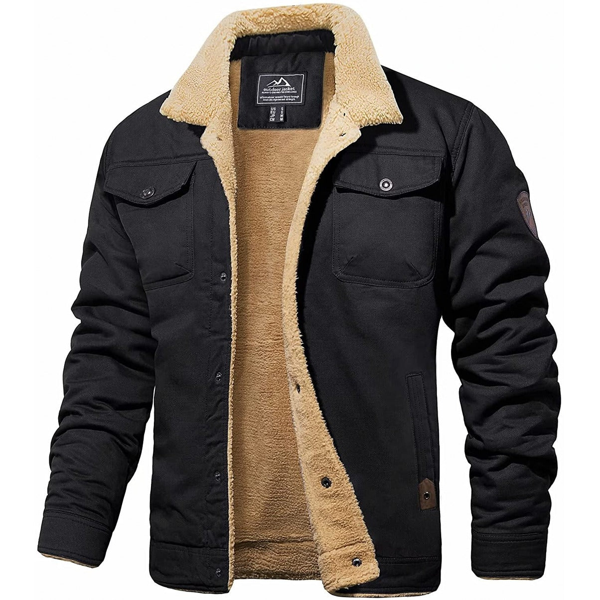 Men's Sherpa-Lined Winter Jacket | Warm Cozy Outerwear for Cold Weather | Insulated Casual Style