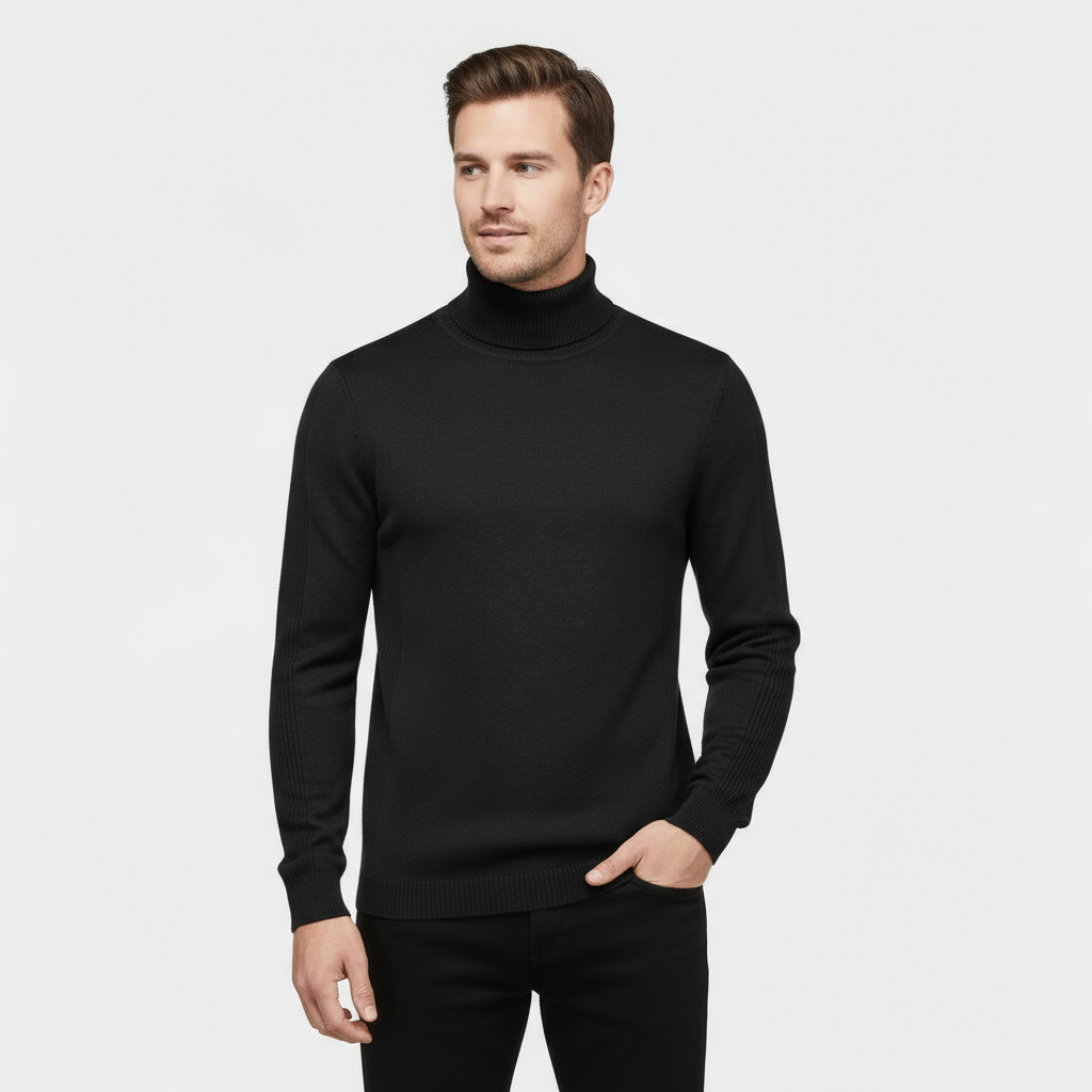 Slim Fit Ribbed Cotton-Blend Turtleneck Sweater for Casual or Smart-Casual Wear