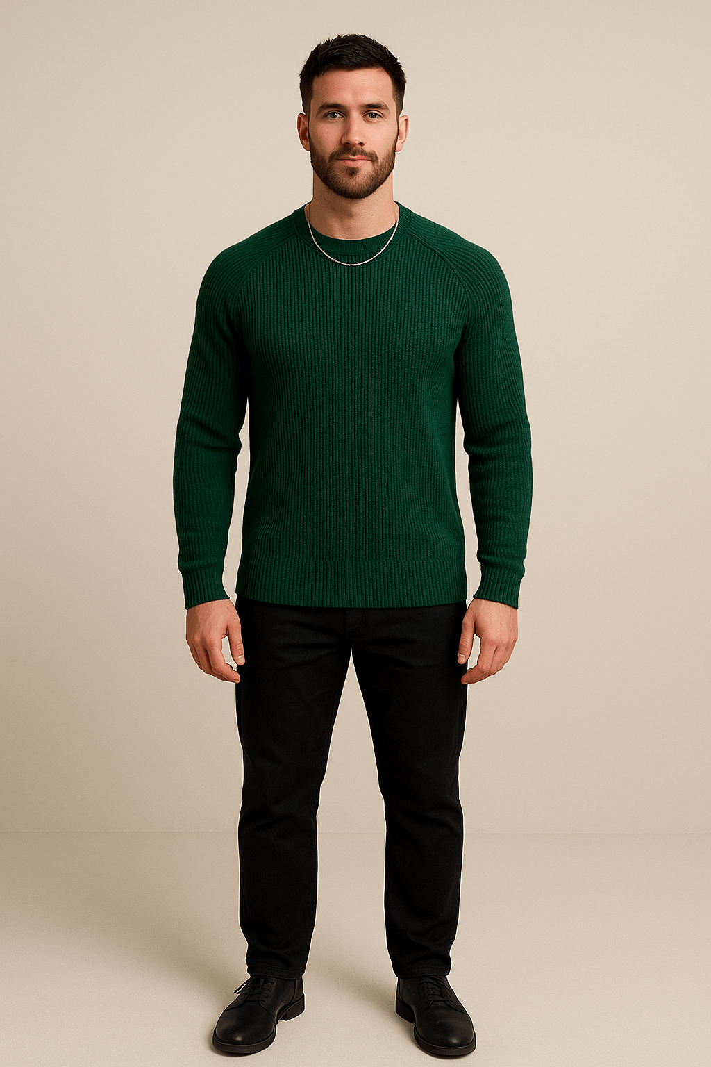 Men's Slim Fit Ribbed Knit Crewneck Sweater - Comfortable Fabric for Casual Wear - Versatile Style for Everyday Use