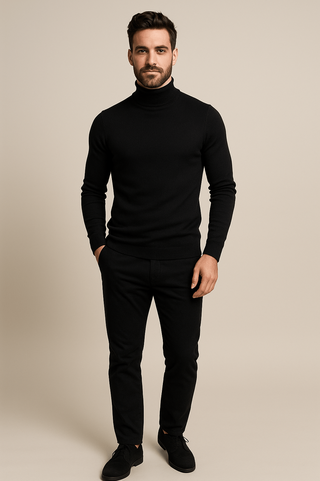 Men's Slim Fit Soft Knit Turtleneck Sweater for Casual and Smart-Casual Wear