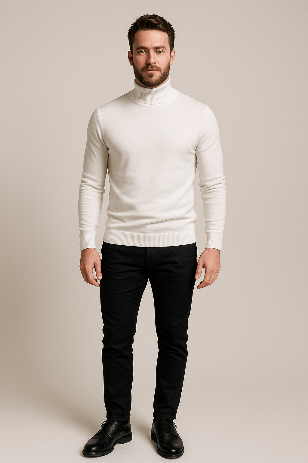 Men's Slim Fit Soft Knit Turtleneck Sweater for Casual and Smart-Casual Wear