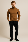Men's Slim Fit Soft Knit Turtleneck Sweater for Casual and Smart-Casual Wear