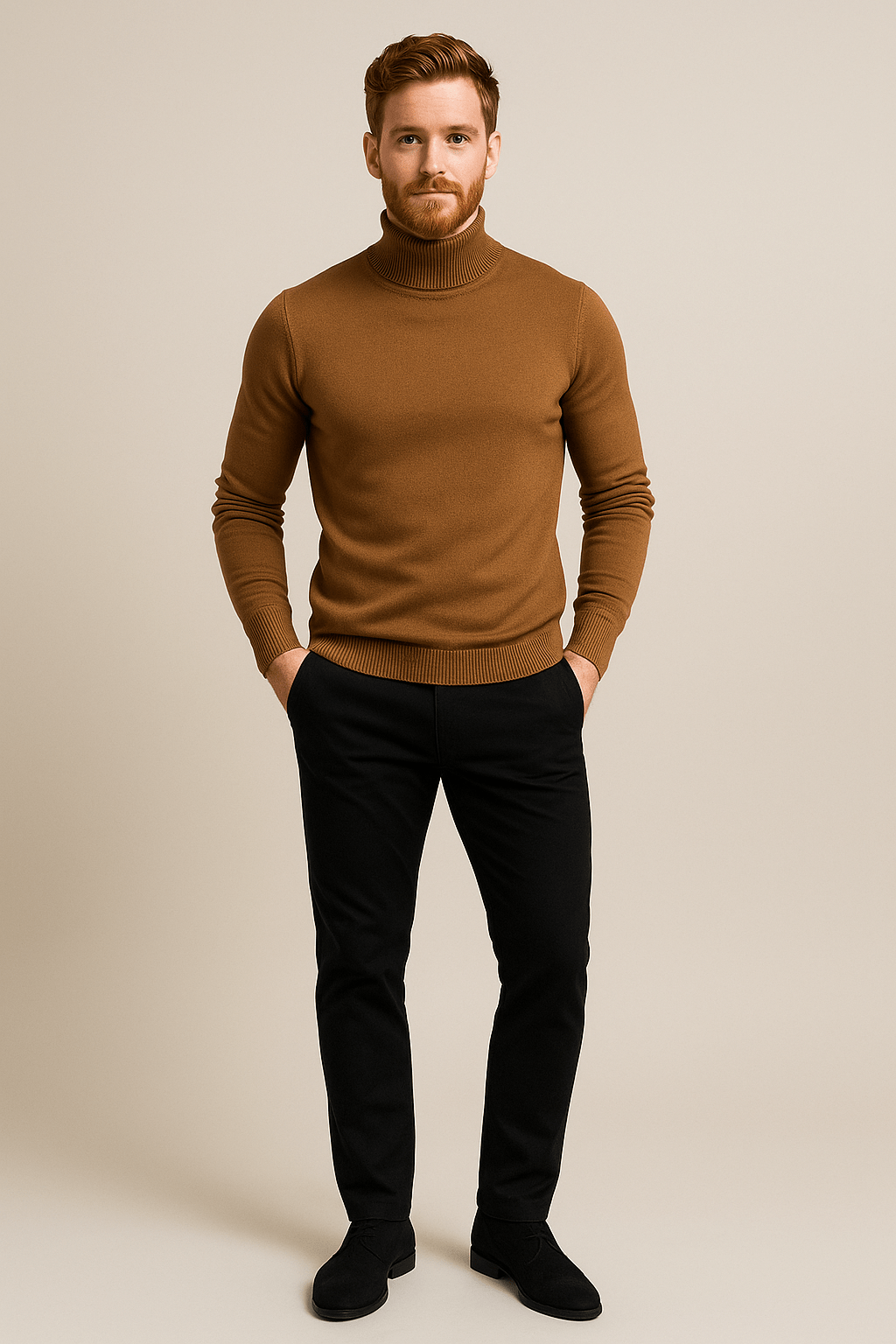 Men's Slim Fit Soft Knit Turtleneck Sweater for Casual and Smart-Casual Wear